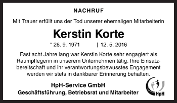 Traueranzeige von Kerstin Korte von Neue Osnabrücker Zeitung GmbH & Co. KG
