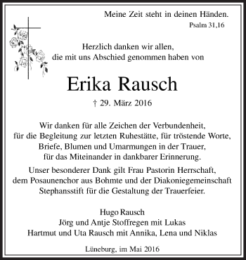 Traueranzeige von Erika Rausch von Neue Osnabrücker Zeitung GmbH & Co. KG