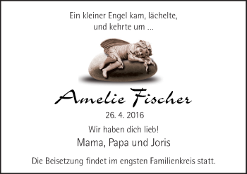 Traueranzeige von Amelie Fischer von Neue Osnabrücker Zeitung GmbH & Co. KG