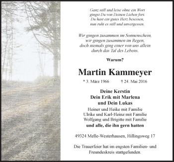 Traueranzeige von Martin Kammeyer von Neue Osnabrücker Zeitung GmbH & Co. KG