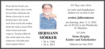 Traueranzeige von Hermann Mörker von Neue Osnabrücker Zeitung GmbH & Co. KG