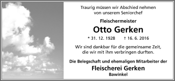 Traueranzeige von Otto Gerken von Neue Osnabrücker Zeitung GmbH & Co. KG