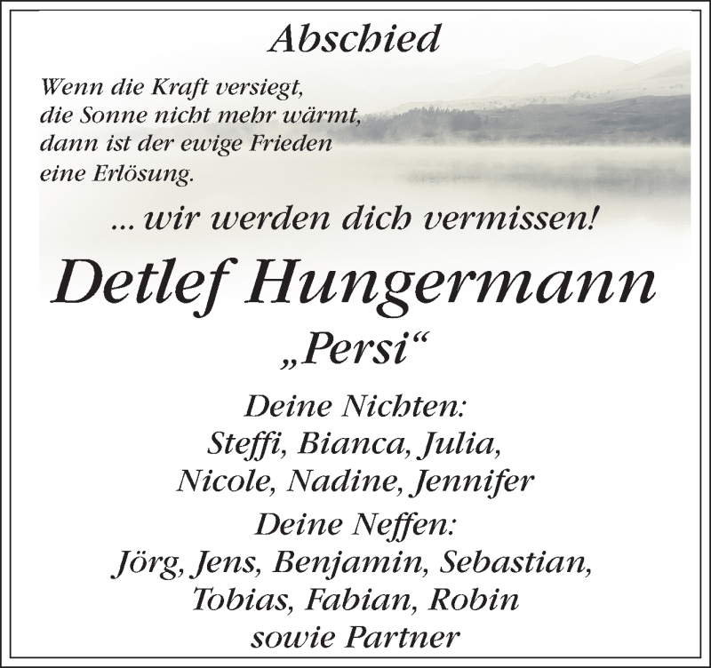  Traueranzeige für Detlef Hungermann vom 10.06.2016 aus Neue Osnabrücker Zeitung GmbH & Co. KG