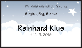 Traueranzeige von Reinhard Klus von Neue Osnabrücker Zeitung GmbH & Co. KG