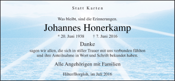 Traueranzeige von Johannes Honerkamp von Neue Osnabrücker Zeitung GmbH & Co. KG