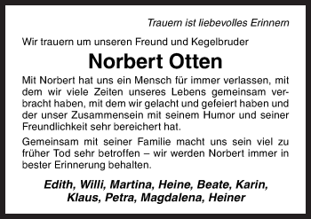 Traueranzeige von Norbert Otten von Neue Osnabrücker Zeitung GmbH & Co. KG