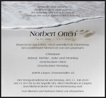 Traueranzeige von Norbert Otten von Neue Osnabrücker Zeitung GmbH & Co. KG
