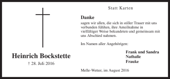 Traueranzeige von Heinrich Bockstette von Neue Osnabrücker Zeitung GmbH & Co. KG