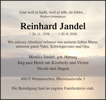 Traueranzeige von Reinhard Jandel von Neue Osnabrücker Zeitung GmbH & Co. KG