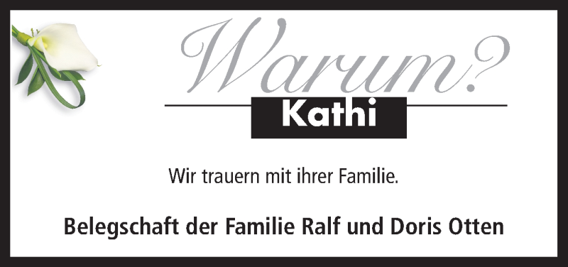  Traueranzeige für Katharina Otten vom 05.09.2016 aus Neue Osnabrücker Zeitung GmbH & Co. KG