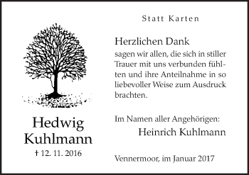 Traueranzeige von Hedwig Kuhlmann von Neue Osnabrücker Zeitung GmbH & Co. KG