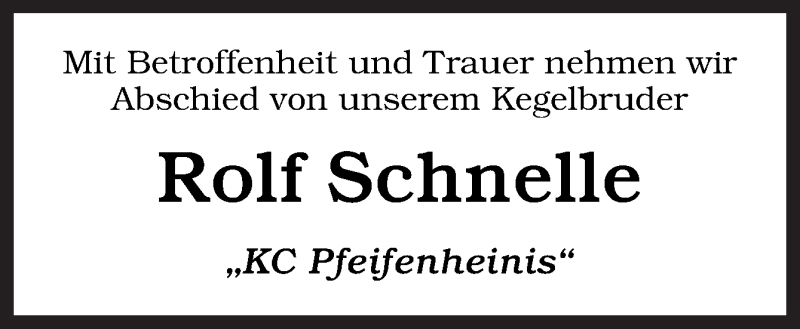  Traueranzeige für Rolf Schnelle vom 26.01.2017 aus Neue Osnabrücker Zeitung GmbH & Co. KG