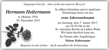 Traueranzeige von Hermann Holtermann von Neue Osnabrücker Zeitung GmbH & Co. KG