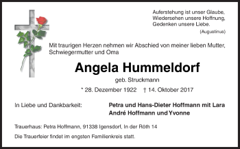 Traueranzeige von Angela Hummeldorf von Neue Osnabrücker Zeitung GmbH & Co. KG