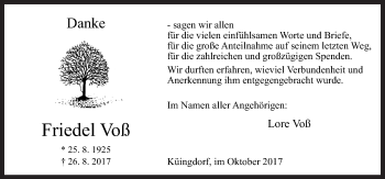Traueranzeige von Friedel Voß von Neue Osnabrücker Zeitung GmbH & Co. KG