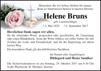 Traueranzeige von Helene Bruns von Neue Osnabrücker Zeitung GmbH & Co. KG