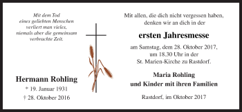 Traueranzeige von Hermann Rohling von Neue Osnabrücker Zeitung GmbH & Co. KG