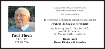 Traueranzeige von Paul Thien von Neue Osnabrücker Zeitung GmbH & Co. KG
