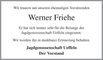 Traueranzeige von Werner Friehe von Neue Osnabrücker Zeitung GmbH & Co. KG