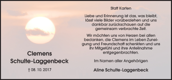 Traueranzeige von Clemens Schulte-Laggenbeck von Neue Osnabrücker Zeitung GmbH & Co. KG