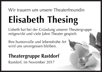 Traueranzeige von Elisabeth Thesing von Neue Osnabrücker Zeitung GmbH & Co. KG