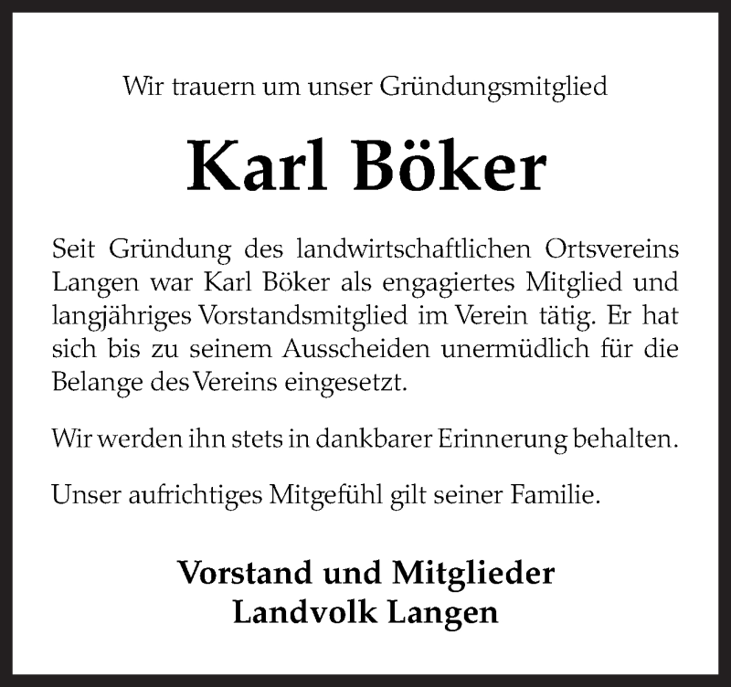  Traueranzeige für Karl Böker vom 10.11.2017 aus Neue Osnabrücker Zeitung GmbH & Co. KG
