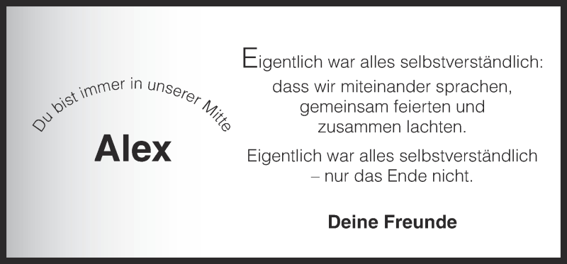  Traueranzeige für Alexander Fühner vom 25.09.2017 aus Neue Osnabrücker Zeitung GmbH & Co. KG vom 