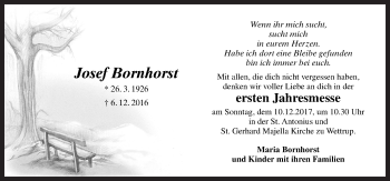 Traueranzeige von Josef Bornhorst von Neue Osnabrücker Zeitung GmbH & Co. KG