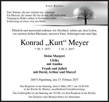 Traueranzeige von Konrad Meyer von Neue Osnabrücker Zeitung GmbH & Co. KG