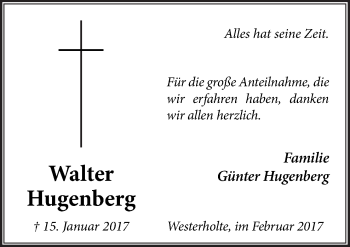 Traueranzeige von Walter Hugenberg von Neue Osnabrücker Zeitung GmbH & Co. KG