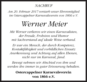 Traueranzeige von Werner Meier von Neue Osnabrücker Zeitung GmbH & Co. KG