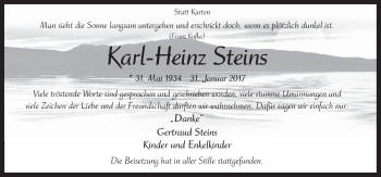 Traueranzeige von Karl-Heinz Steins von Neue Osnabrücker Zeitung GmbH & Co. KG