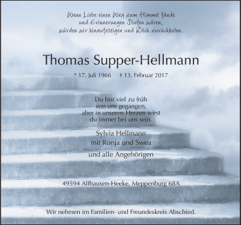 Traueranzeige von Thomas Supper-Hellmann von Neue Osnabrücker Zeitung GmbH & Co. KG