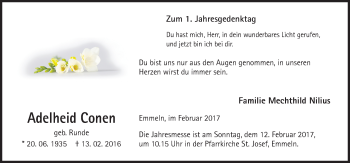 Traueranzeige von Adelheid Conen von Neue Osnabrücker Zeitung GmbH & Co. KG