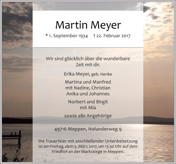 Traueranzeige von Martin Meyer von Neue Osnabrücker Zeitung GmbH & Co. KG