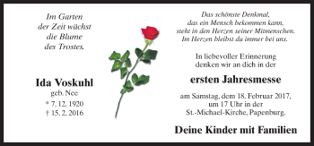 Traueranzeige von Ida Voskuhl von Neue Osnabrücker Zeitung GmbH & Co. KG