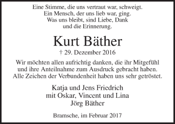 Traueranzeige von Kurt Bäther von Neue Osnabrücker Zeitung GmbH & Co. KG