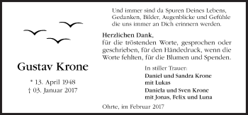 Traueranzeige von Gustav Krone von Neue Osnabrücker Zeitung GmbH & Co. KG