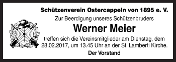 Traueranzeige von Werner Meier von Neue Osnabrücker Zeitung GmbH & Co. KG