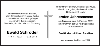 Traueranzeige von Ewald Schröder von Neue Osnabrücker Zeitung GmbH & Co. KG