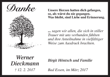 Traueranzeige von Werner Dieckmann von Neue Osnabrücker Zeitung GmbH & Co. KG