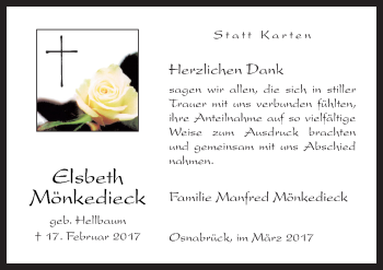 Traueranzeige von Elsbeth Mönkedieck von Neue Osnabrücker Zeitung GmbH & Co. KG