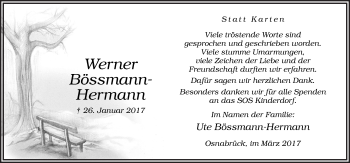 Traueranzeige von Ute Bössmann-Hermann von Neue Osnabrücker Zeitung GmbH & Co. KG