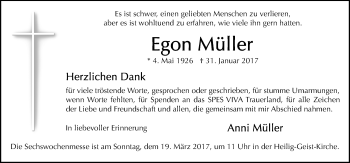 Traueranzeige von Egon Müller von Neue Osnabrücker Zeitung GmbH & Co. KG