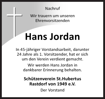 Traueranzeige von Hans Jordan von Neue Osnabrücker Zeitung GmbH & Co. KG