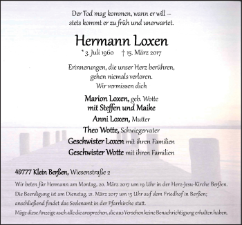 Traueranzeige von Hermann Loxen von Neue Osnabrücker Zeitung GmbH & Co. KG