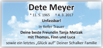 Traueranzeige von Dete Meyer von Neue Osnabrücker Zeitung GmbH & Co. KG