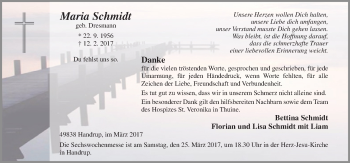 Traueranzeige von Maria Schmidt von Neue Osnabrücker Zeitung GmbH & Co. KG