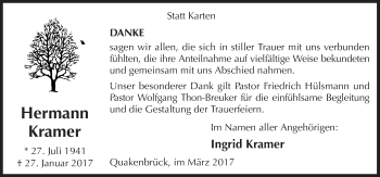 Traueranzeige von Ingrid Kramer von Neue Osnabrücker Zeitung GmbH & Co. KG