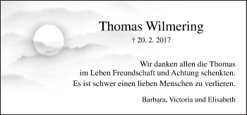 Traueranzeige von Thomas Wilmering von Neue Osnabrücker Zeitung GmbH & Co. KG